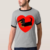 Teckel T-SHIRT Rood Hart (Voorkant)
