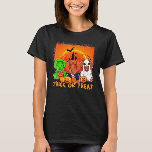 Teckel Trick or treat Monster Dracula T-shirt (Voorkant)