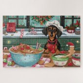 Teckel Vakantie Bakken: Feestelijke Kerst Legpuzzel (Horizontaal)