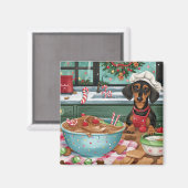 Teckel Vakantie Bakken: Feestelijke Kerst Magneet (Voorkant / Achterkant)