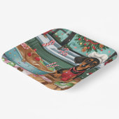 Teckel Vakantie Bakken: Feestelijke Kerst Papieren Bordje (Gebogen)