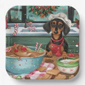 Teckel Vakantie Bakken: Feestelijke Kerst Papieren Bordje (Voorkant)