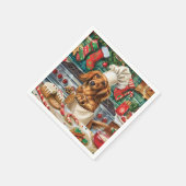 Teckel Vakantie Bakken: Feestelijke Kerst Servet (Hoek)