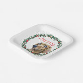 Teckel Vakantie Krans Gepersonaliseerde Kerst Papieren Bordje (Gebogen)