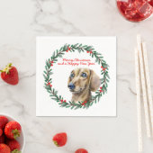 Teckel Vakantie Krans Gepersonaliseerde Kerst Servet (Insitu)