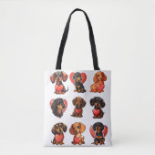 Teckel Valentijn met Rode Hart Waterverf Tote Bag (Voorkant)
