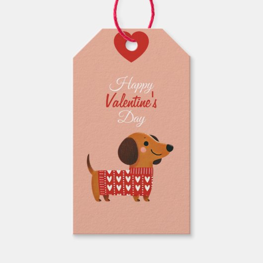 Teckel Valentijnsdag Gift Label Cadeaulabel (Voorkant)
