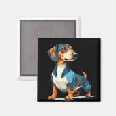 Teckel vectorkunst met levendige kleuren magneet (Voorkant / Achterkant)