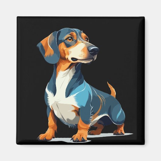 Teckel vectorkunst met levendige kleuren magneet (Voorkant)