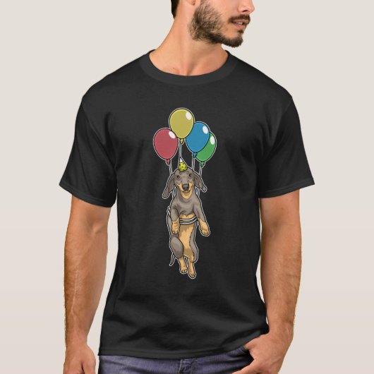 Teckel Verjaardag Ballons T-shirt (Voorkant)