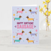 Teckel Verjaardag Kaart (Gele Bloem)