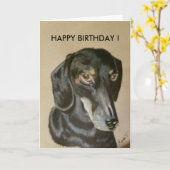 Teckel Verjaardag Kaart (Gele Bloem)