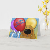 Teckel Verjaardag Kaart (Gele Bloem)