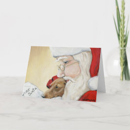 "Teckel Verzoek voor de Kerstman" Art Christmas Ka Feestdagen Kaart