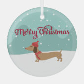 Teckel Vrolijk Kerstboom Ornament Snowy (Voorkant)