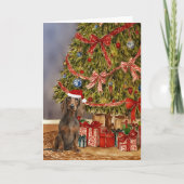 Teckel Waterverf onder de kerstboom Kaart (Voorkant)