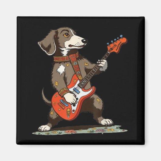 Teckel Weenie Spelen Gitaar Funny Dog Magneet (Voorkant)