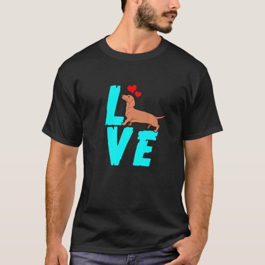 Teckel Weiner Dog I Love Doxie T-shirt (Voorkant)