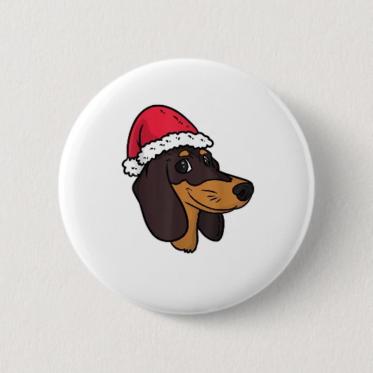 Teckel Weiner Hond Kerstman Ronde Button 5,7 Cm (Voorkant)