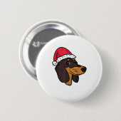 Teckel Weiner Hond Kerstman Ronde Button 5,7 Cm (Voorkant /achterkant)