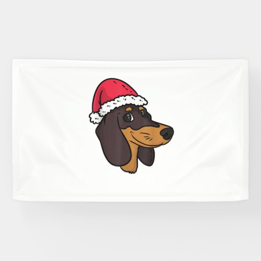 Teckel Weiner Hond Kerstman Spandoek (Horizontaal)