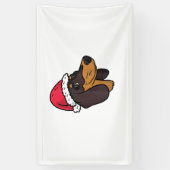 Teckel Weiner Hond Kerstman Spandoek (Verticaal)