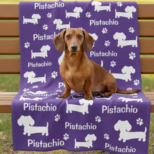 Teckel Wiener Dog Gepersonaliseerde Deken Paarse