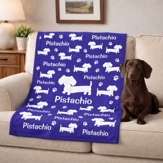 Teckel Wiener Hond Gepersonaliseerde Deken Blauw