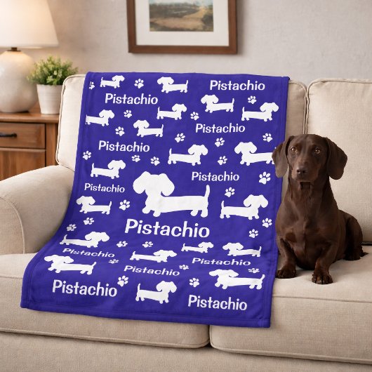 Teckel Wiener Hond Gepersonaliseerde Deken Blauw