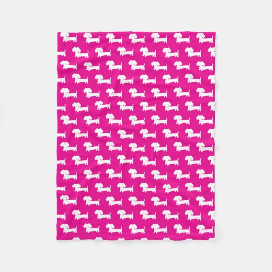 Teckel Wiener Hondendeken Hot Pink Fleece Deken (Voorkant)