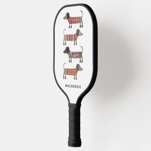 Teckel Wiener Sausage Dog Fun gepersonaliseerd Pickleball Paddle (Links)