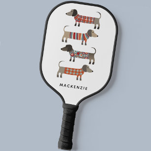 Teckel Wiener Sausage Dog Fun gepersonaliseerd Pickleball Paddle