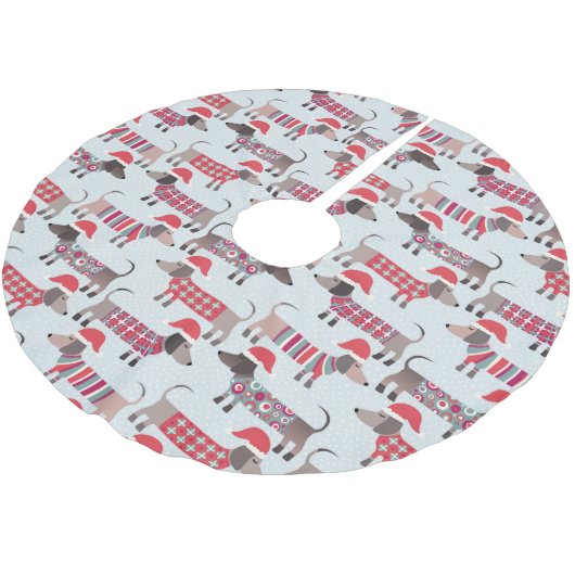 Teckel Wiener Worstenhonden in Kerst Petten Kerstboom Rok (Gekanteld)