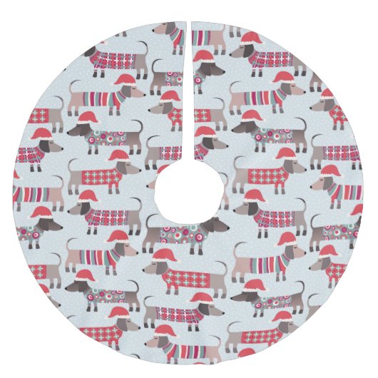 Teckel Wiener Worstenhonden in Kerst Petten Kerstboom Rok (Voorkant)