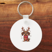 Teckel Winter Joy Sleutelhanger (Voorkant)