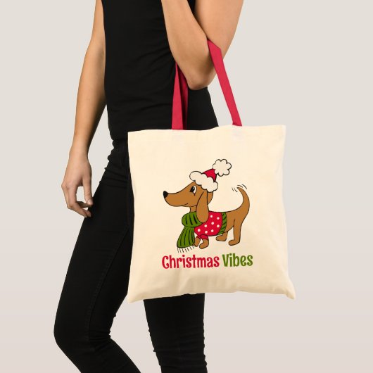 Teckel Winter Kersthond Tote Bag (Voorkant (product))