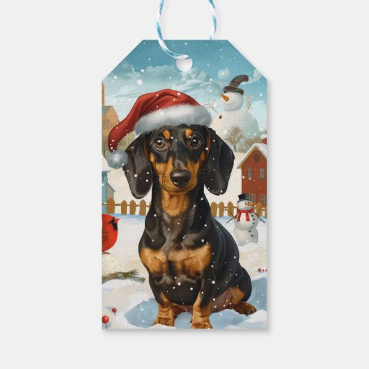 Teckel Winter Wonderland Christmas Joy Cadeaulabel (Achterkant)