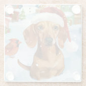 Teckel Winter Wonderland Christmas Joy Glazen Onderzetter (Achterkant)