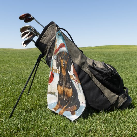 Teckel Winter Wonderland Christmas Joy Golfhanddoek (Groen)