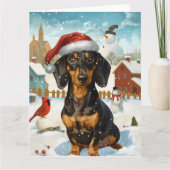 Teckel Winter Wonderland Christmas Joy Kaart (Voorkant)