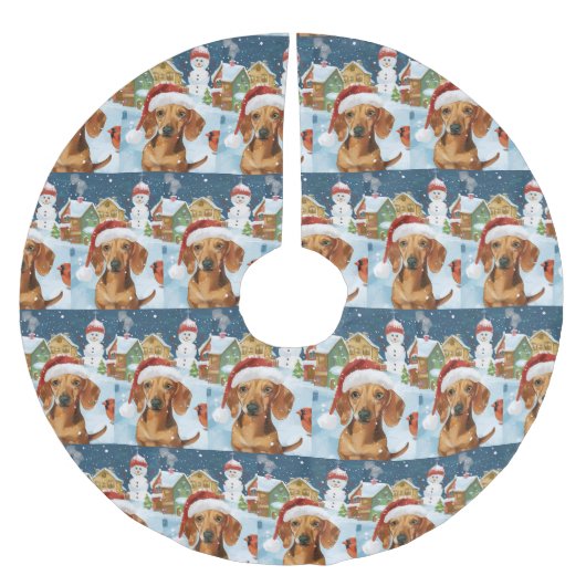 Teckel Winter Wonderland Christmas Joy Kerstboom Rok (Voorkant)