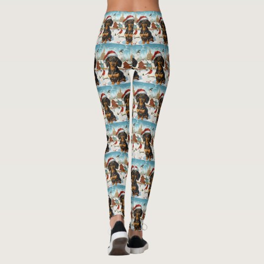 Teckel Winter Wonderland Christmas Joy Leggings (Achterkant)
