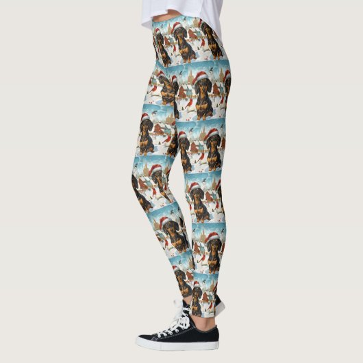 Teckel Winter Wonderland Christmas Joy Leggings (Links)