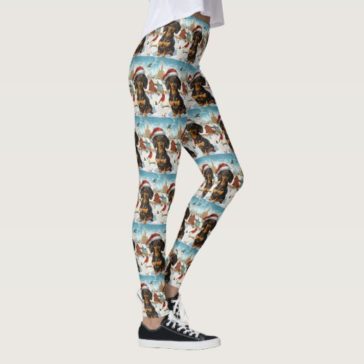 Teckel Winter Wonderland Christmas Joy Leggings (Rechts)