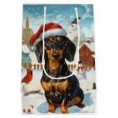 Teckel Winter Wonderland Christmas Joy Medium Cadeauzakje (Achterkant)