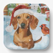 Teckel Winter Wonderland Christmas Joy Papieren Bordje (Voorkant)