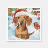 Teckel Winter Wonderland Christmas Joy Servet (Voorkant)