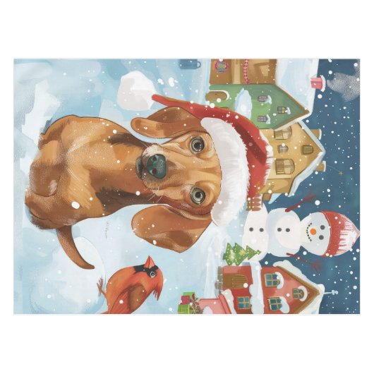 Teckel Winter Wonderland Christmas Joy Tafelkleed (Voorkant (Horizontaal))