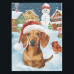 Teckel Winter Wonderland Christmas Joy Tafelkleed<br><div class="desc">Dit feestelijke ontwerp vangt de vrolijke sfeer van het vakantieseizoen, met een schattige pup die een kerstmuts draagt. De hond is genesteld in een winterwonderland, compleet met een sneeuwpop, een versierde kerstboom en prachtig ingepakte cadeaus. Sneeuwvlokken herfsten zachtjes en voegen een magische toets toe aan het tafereel, terwijl de levendige...</div>