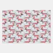 Teckel Worstenhonden in Kerst Petten en Knits Inpakpapier Vel (Voorkant 3)